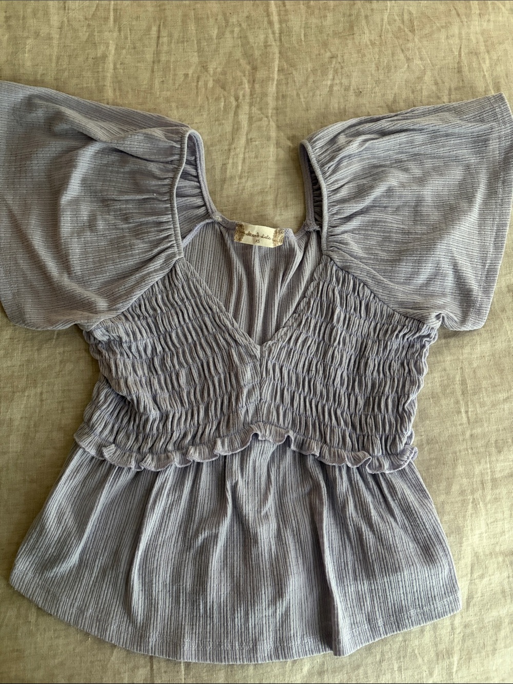 Altar'd State Light Lavender Flowy V-Neck Top, XS